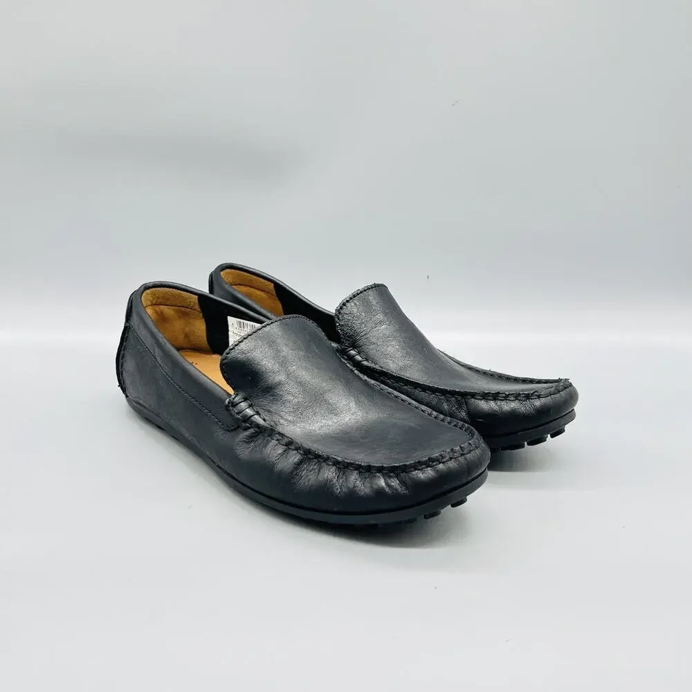 Clarks Shoes Mens 8.5 Black Leather Hamilton Free Driving Moc Loafers Comfort